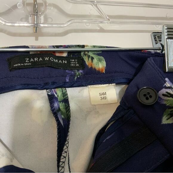 Zara Woman's Blue Floral Pencil Pants Mid Rise Size small - Picture 6 of 6
